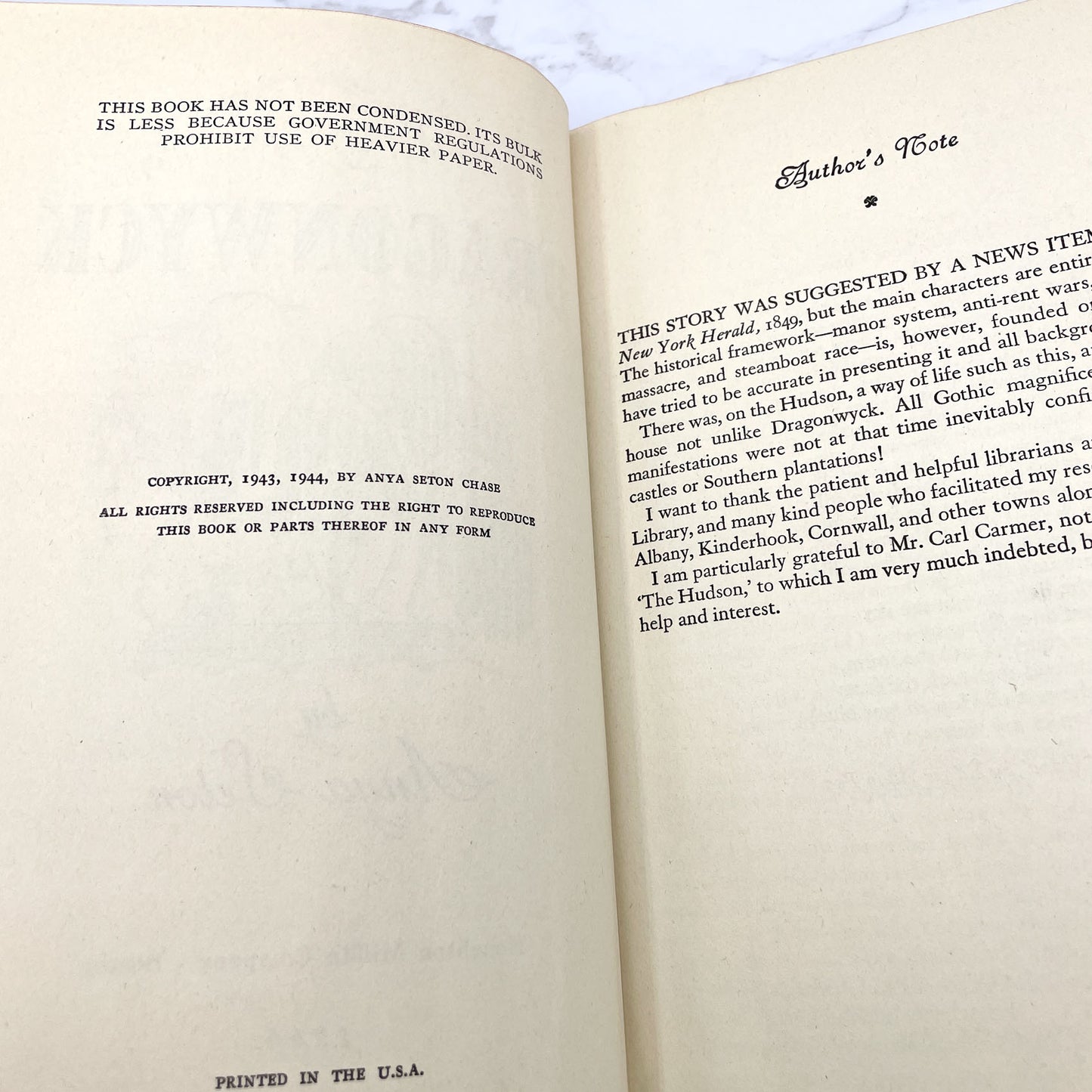 Dragonwyck by Anya Seton [FIRST BOOK CLUB EDITION] 1944 • Houghton Mifflin • Hardcover
