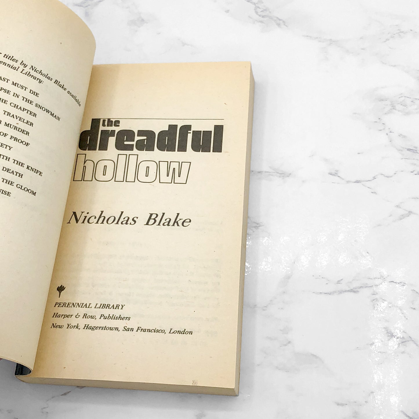 The Dreadful Hollow by Nicholas Blake [1979 PAPERBACK] • Perennial Library