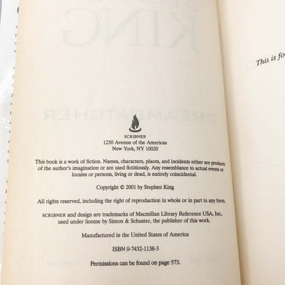 Dreamcatcher by Stephen King [FIRST BOOK CLUB EDITION] 2001