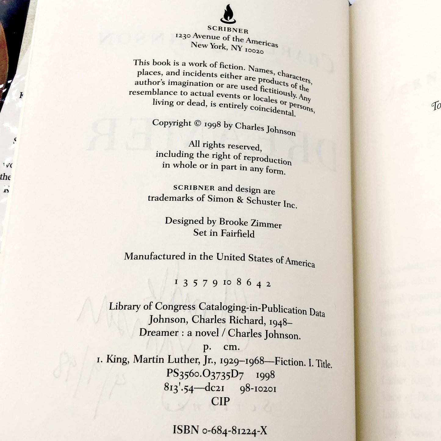 Dreamer by Charles R. Johnson SIGNED! [FIRST EDITION • FIRST PRINTING] 1998 • Scribner