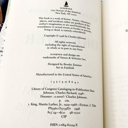 Dreamer by Charles R. Johnson SIGNED! [FIRST EDITION • FIRST PRINTING] 1998 • Scribner