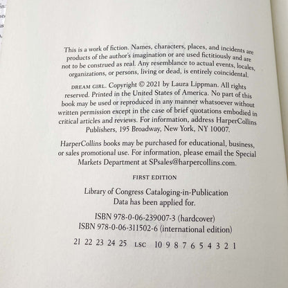 Dream Girl by Laura Lippman SIGNED! [LIMITED FIRST EDITION] 2021 • Harper Collins