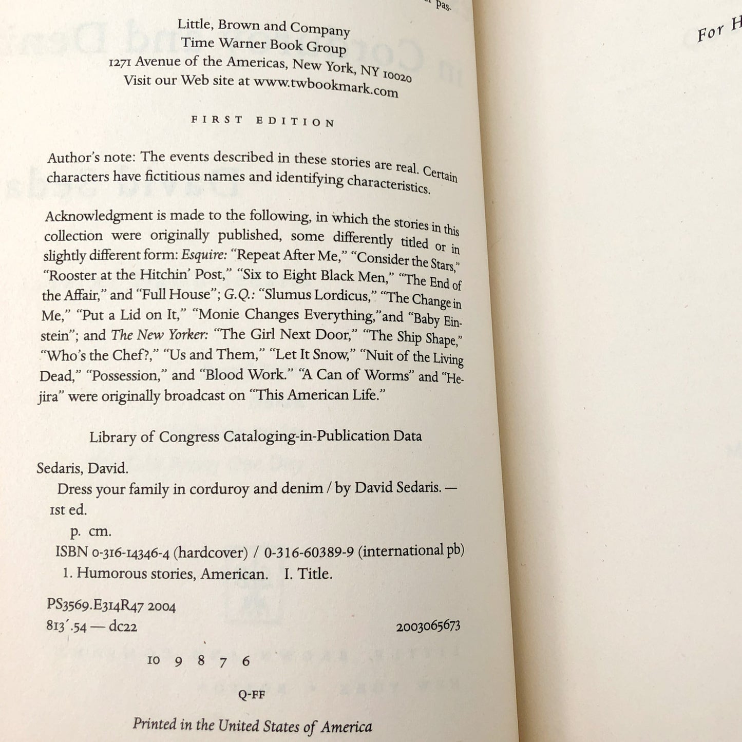 Dress Your Family in Corduroy and Denim by David Sedaris [FIRST EDITION] 2004 • Little Brown
