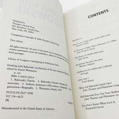Drinking with Bukowski: Recollections of the Poet Laureate of Skid Row edited by Daniel Weizmann [FIRST EDITION] 2000