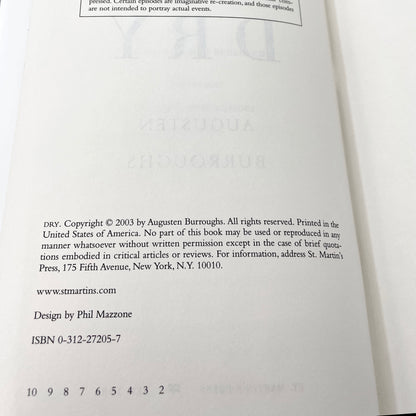 Dry by Augusten Burroughs [FIRST EDITION] 2003 • St. Martin's Press