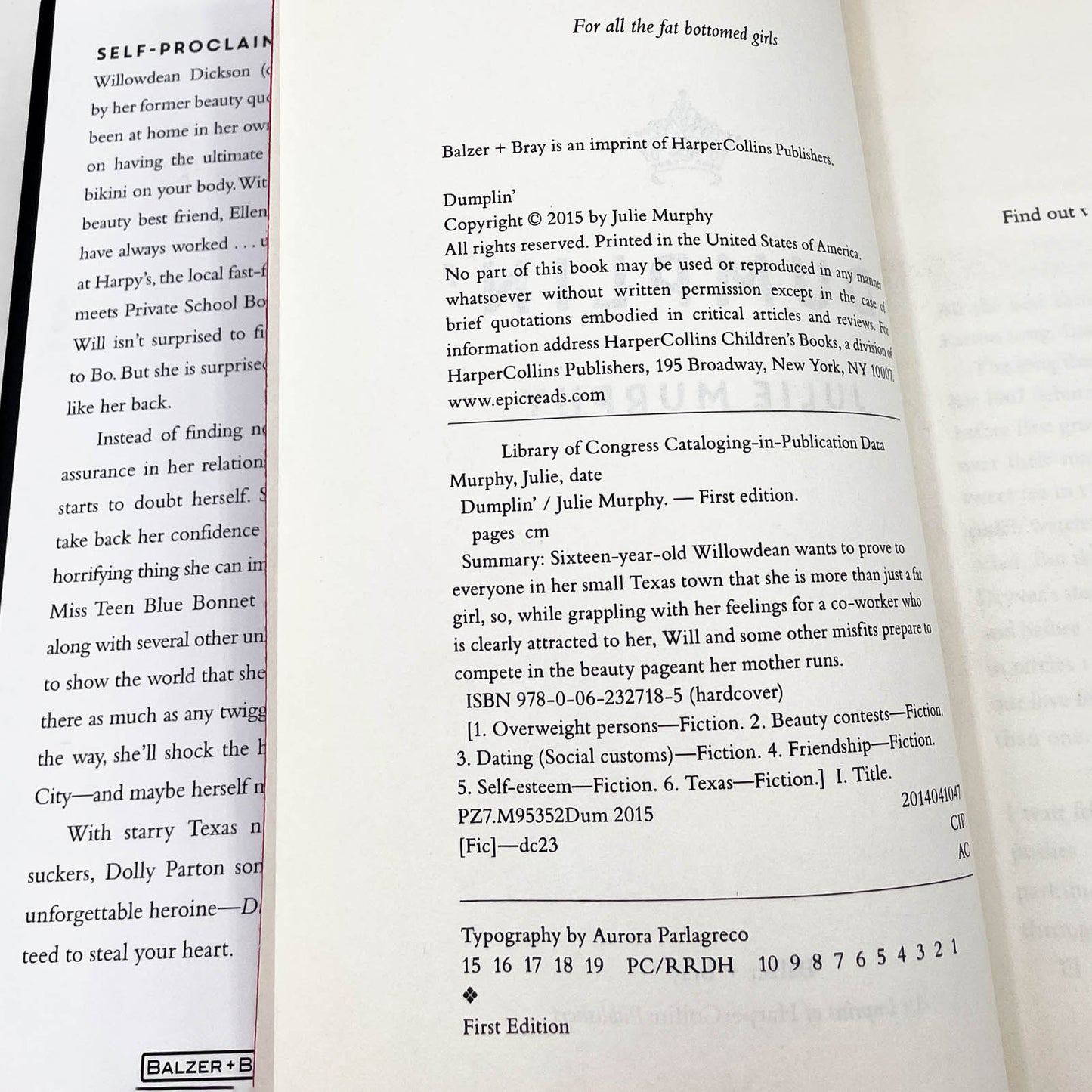 Dumplin' by Julie Murphy [FIRST EDITION • FIRST PRINTING] 2015 • Balzer + Bray