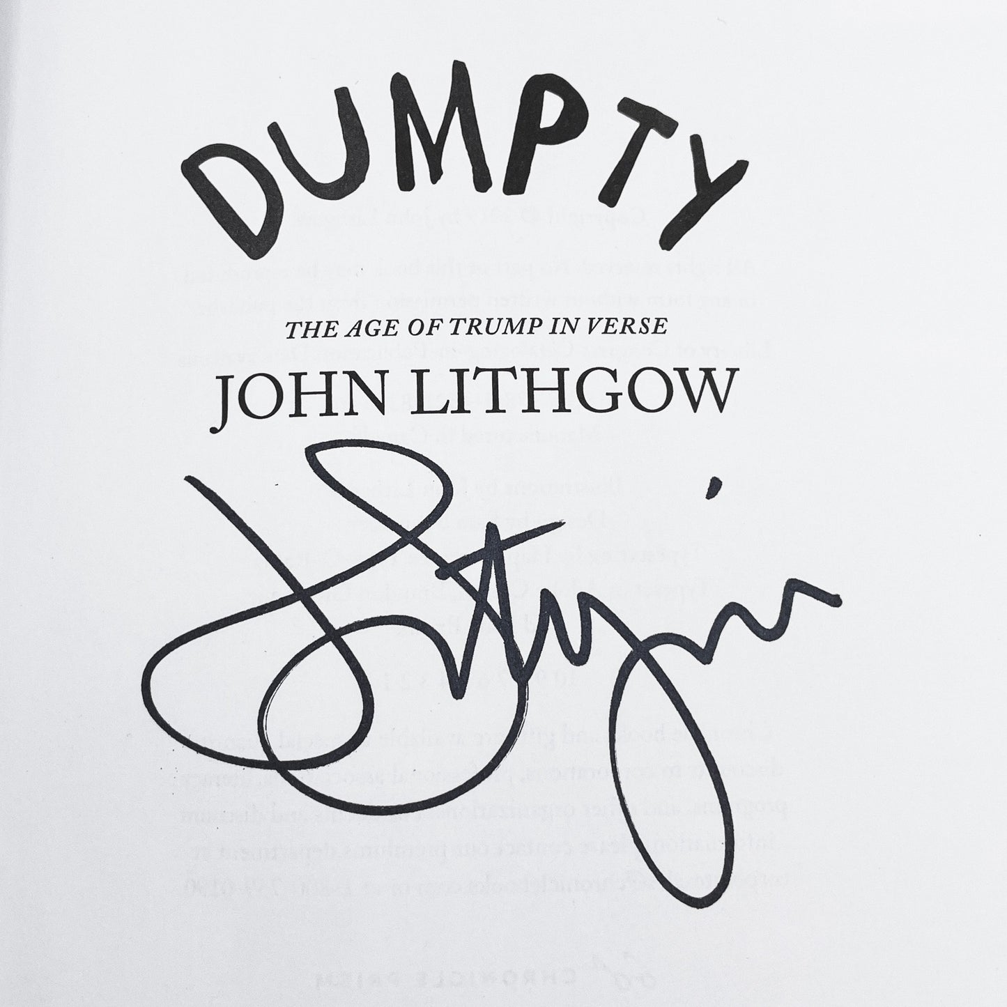 Dumpty: The Age of Trump in Verse by John Lithgow SIGNED! [FIRST EDITION] 2019