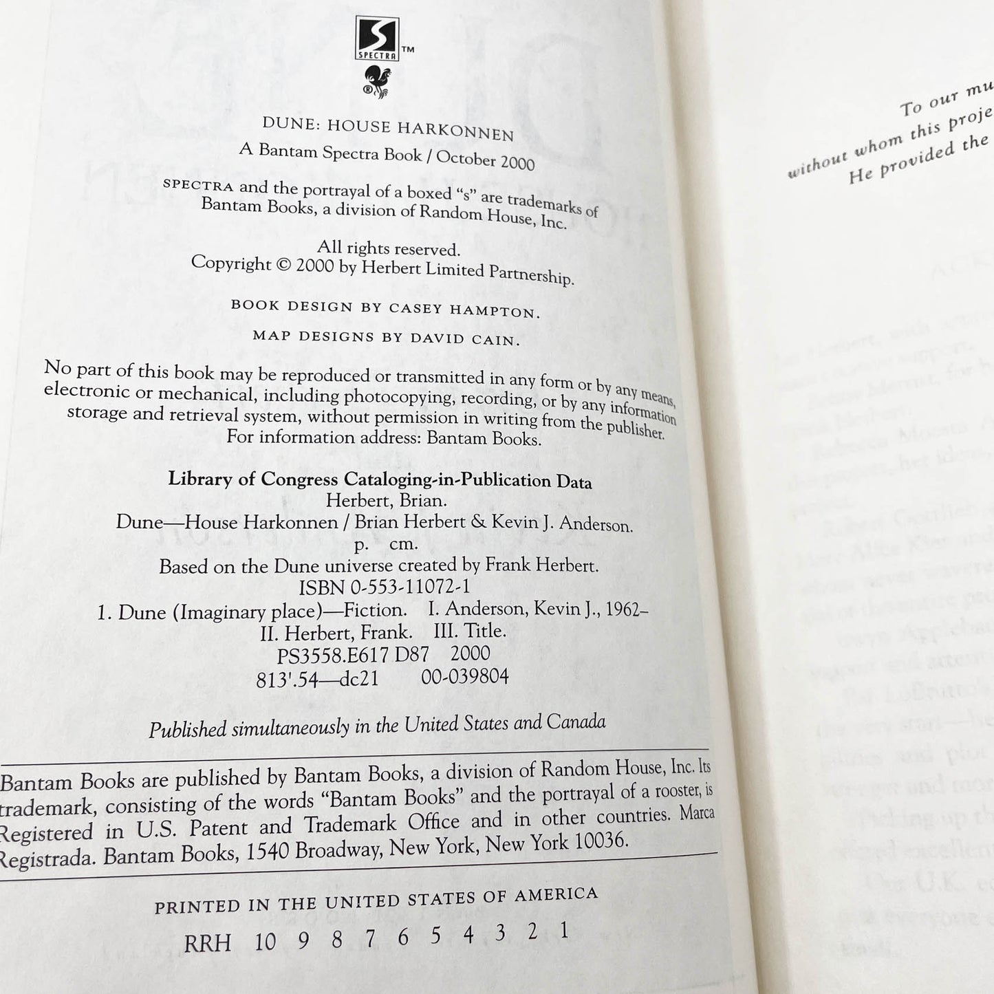 DUNE: House Harkonnen by Brian Herbert & Kevin J. Anderson [FIRST EDITION • FIRST PRINTING] 2000