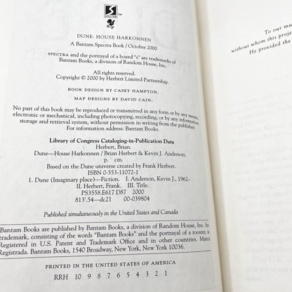 DUNE: House Harkonnen by Brian Herbert & Kevin J. Anderson [FIRST EDITION • FIRST PRINTING] 2000