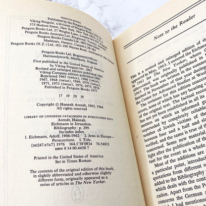 Eichmann in Jerusalem: A Report on the Banality of Evil by Hannah Arendt [REVISED TRADE PAPERBACK] 1977 • Penguin