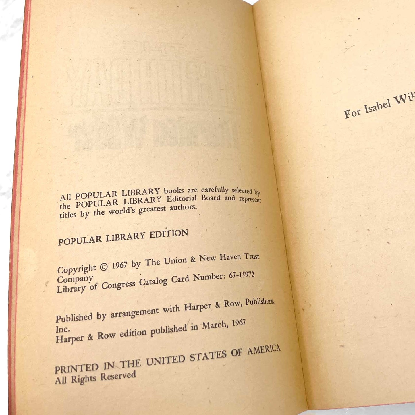 The Eighth Day by Thornton Wilder [FIRST PAPERBACK PRINTING] 1968 • Popular Library