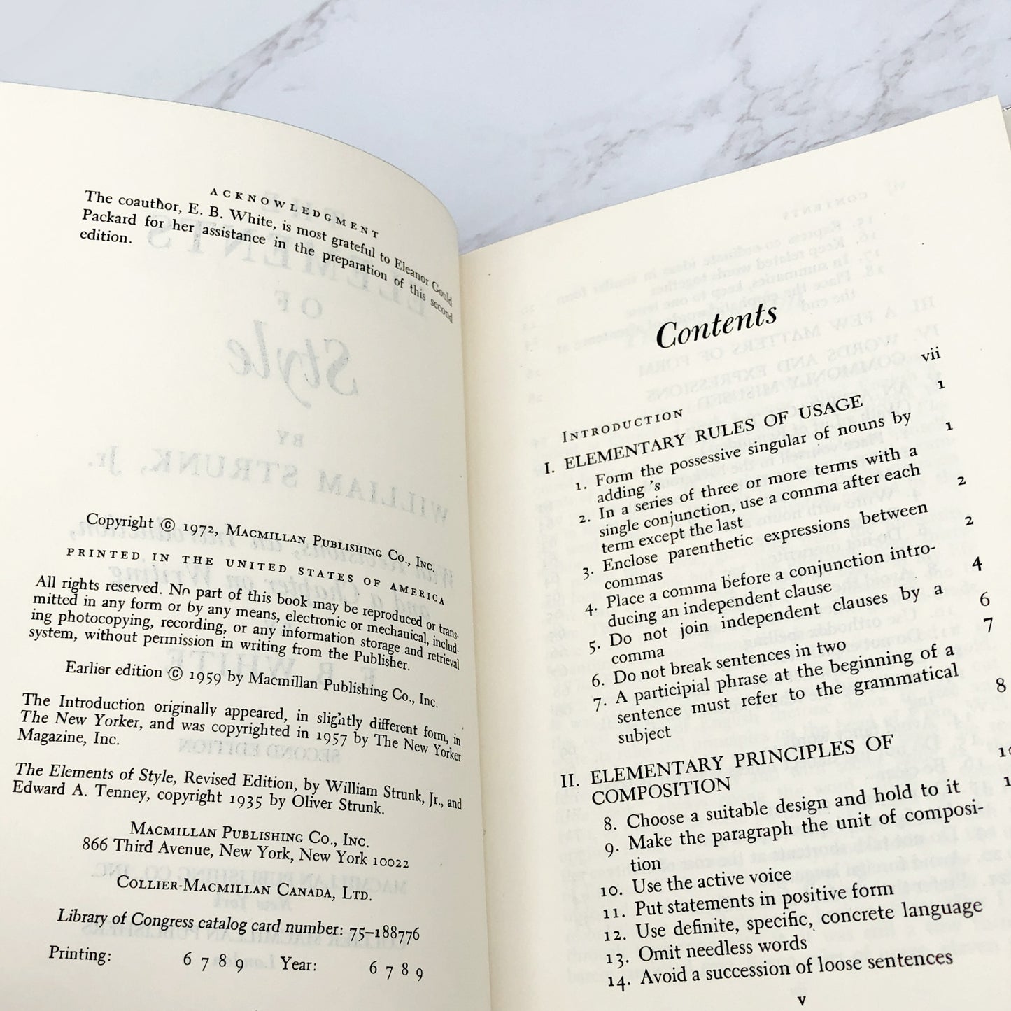 The Elements of Style by William Strunk and E.B. White [SECOND EDITION / HARDCOVER] • 1972