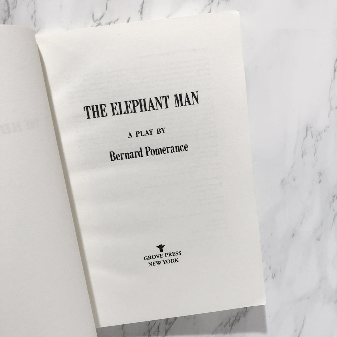 The Elephant Man by Bernard Pomerance [TRADE PAPERBACK] 1979 • Grove Press