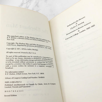 The Elephant Man: A Study in Human Dignity by Ashley Montagu [SECOND EDITION] 1979 • Dutton