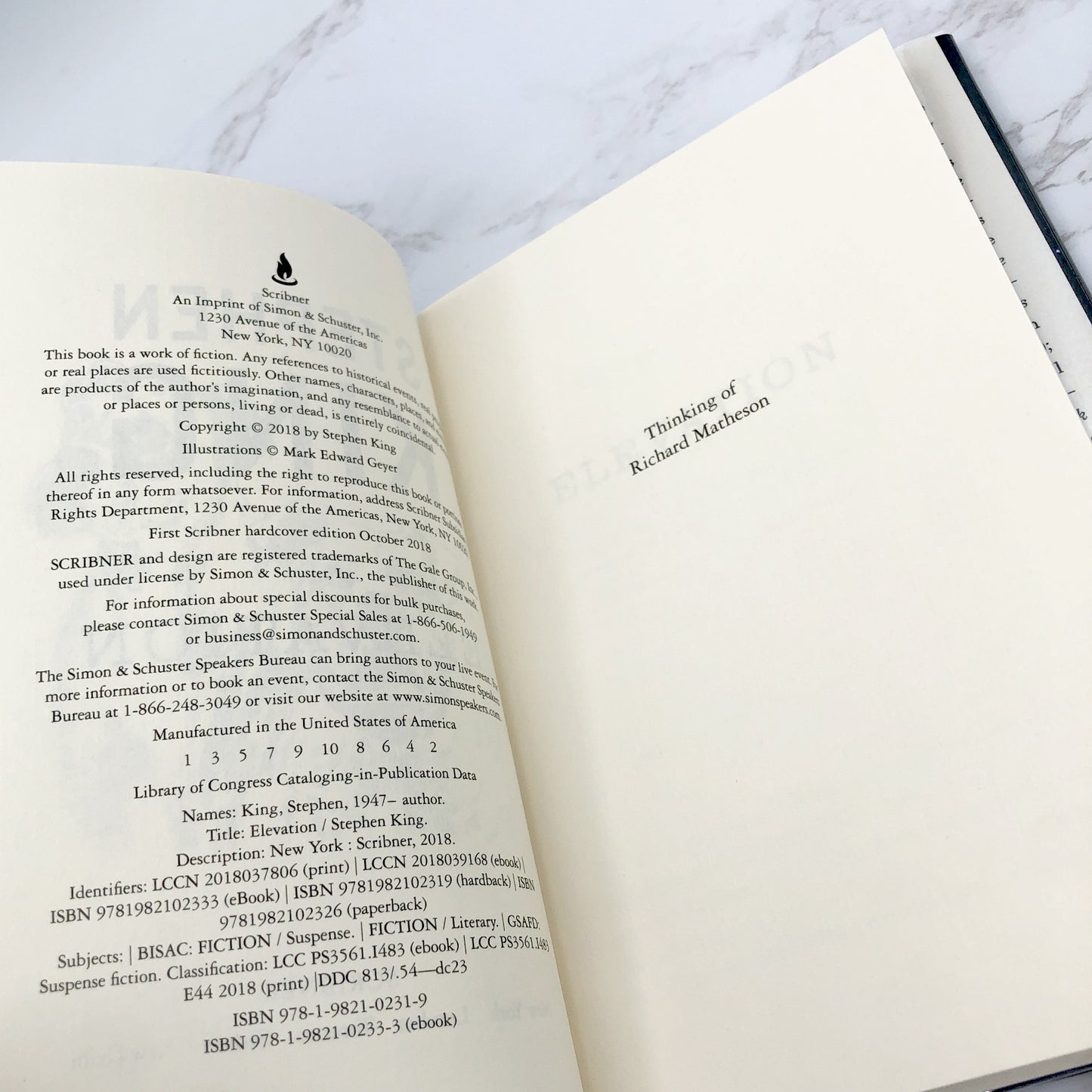 Elevation by Stephen King [FIRST EDITION • FIRST PRINTING] 2018 • Scribner