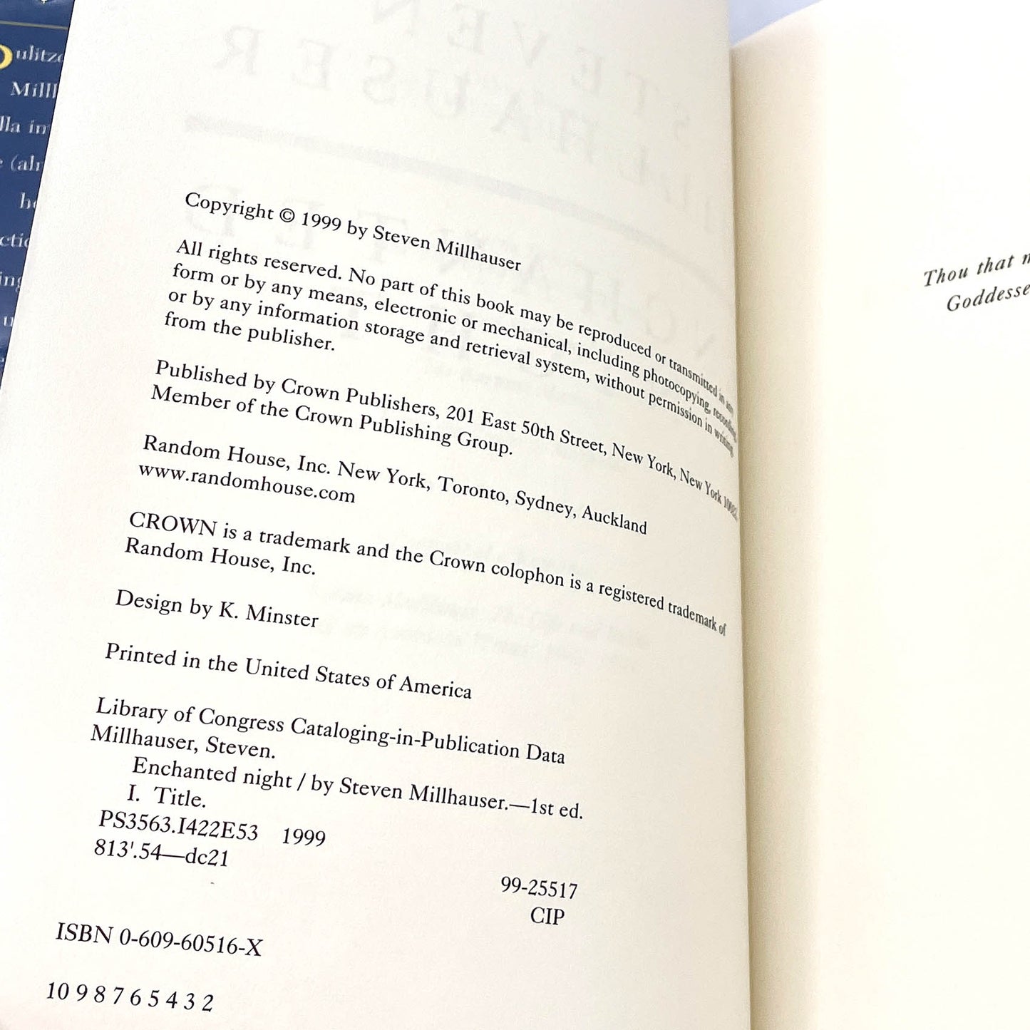 Enchanted Night by Steven Millhauser [FIRST EDITION] 1999 • Crown