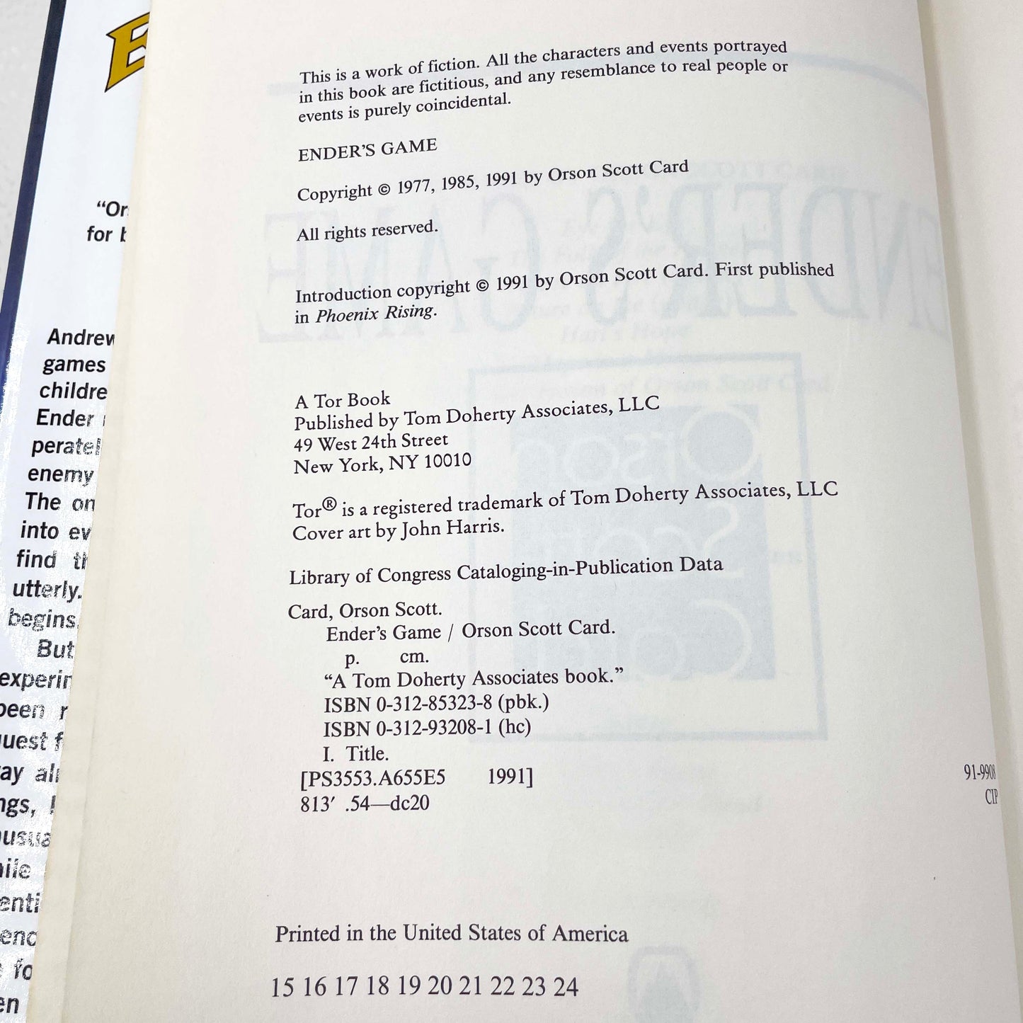 Ender's Game by Orson Scott Card [FIRST REVISED EDITION] 1991 • Hardcover • TOR