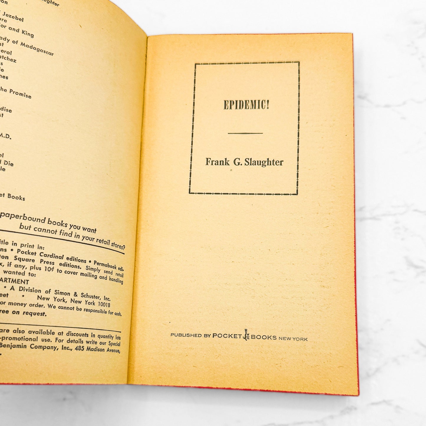 Epidemic! by Frank G. Slaughter [1967 PAPERBACK] • Pocket Books