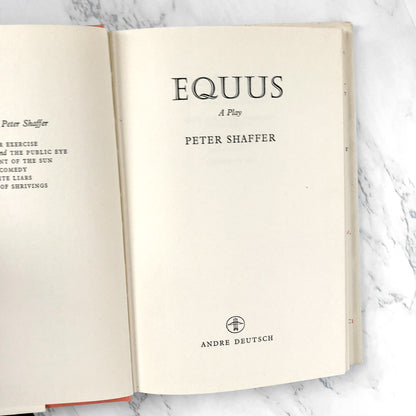 Equus by Peter Shaffer [U.K. FIRST EDITION] 1973 • 3rd Impression • Andre Deutsch