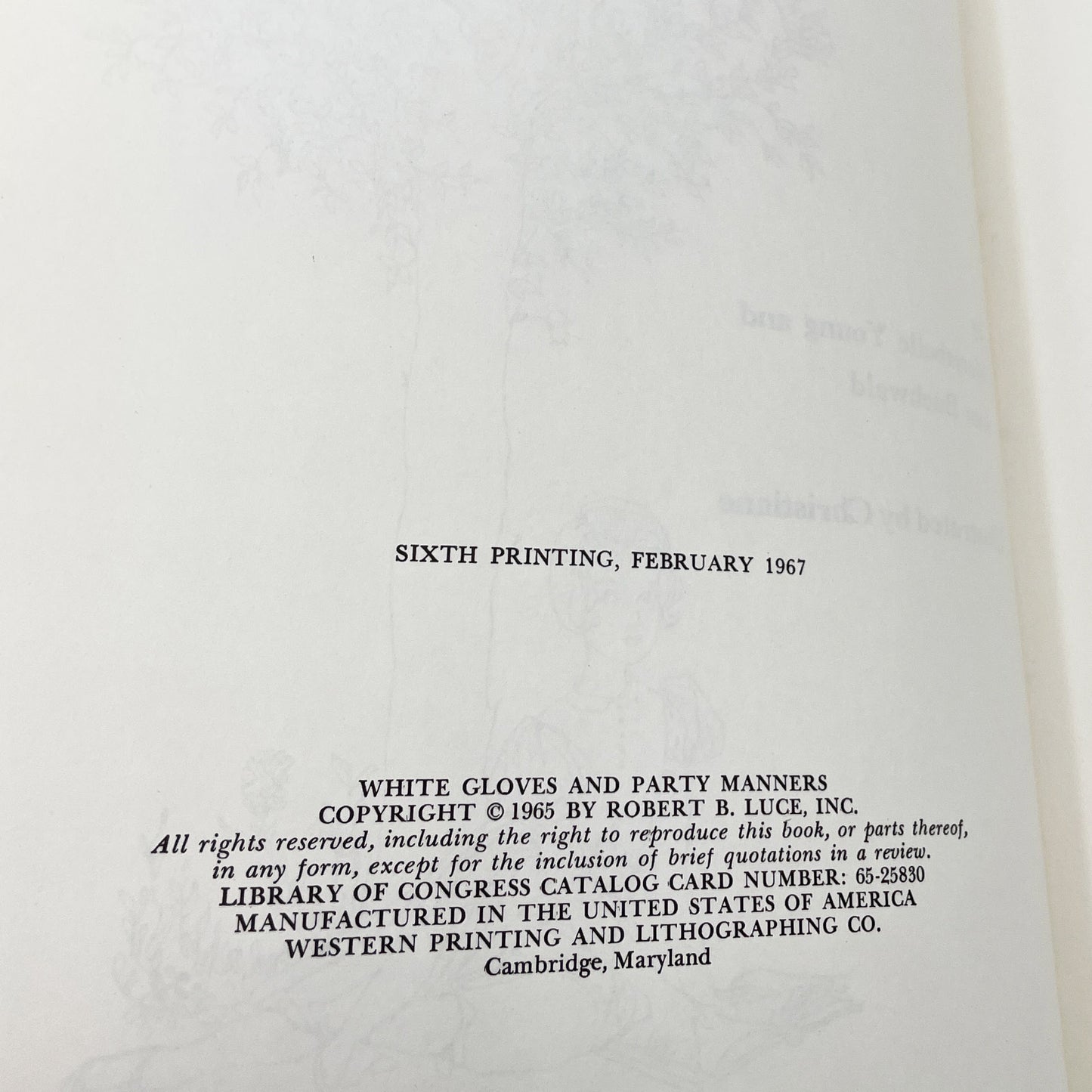 White Gloves and Party Manners by Marjabelle Young & Ann Buchwald [FIRST EDITION] 1967 • Robert B. Luce