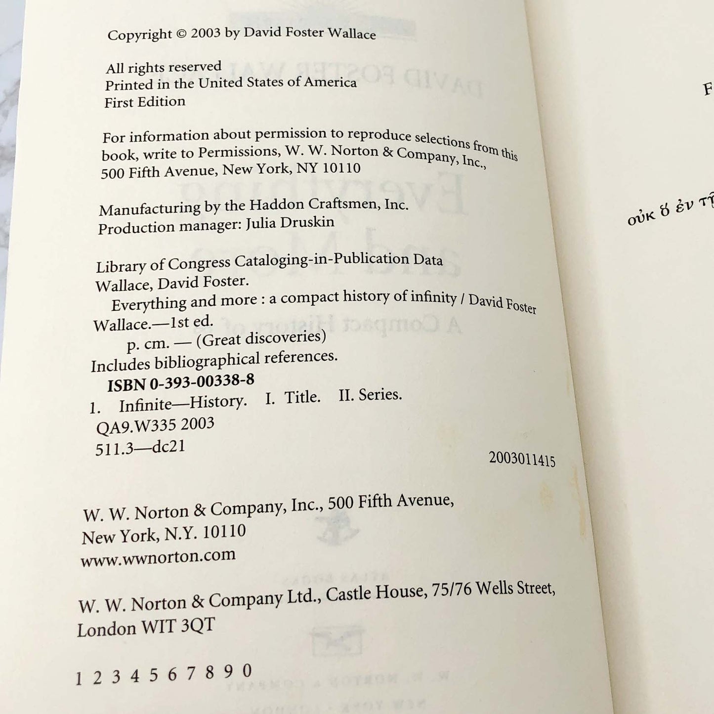 Everything and More: A Compact History of Infinity by David Foster Wallace [FIRST EDITION • FIRST PRINTING] 2003