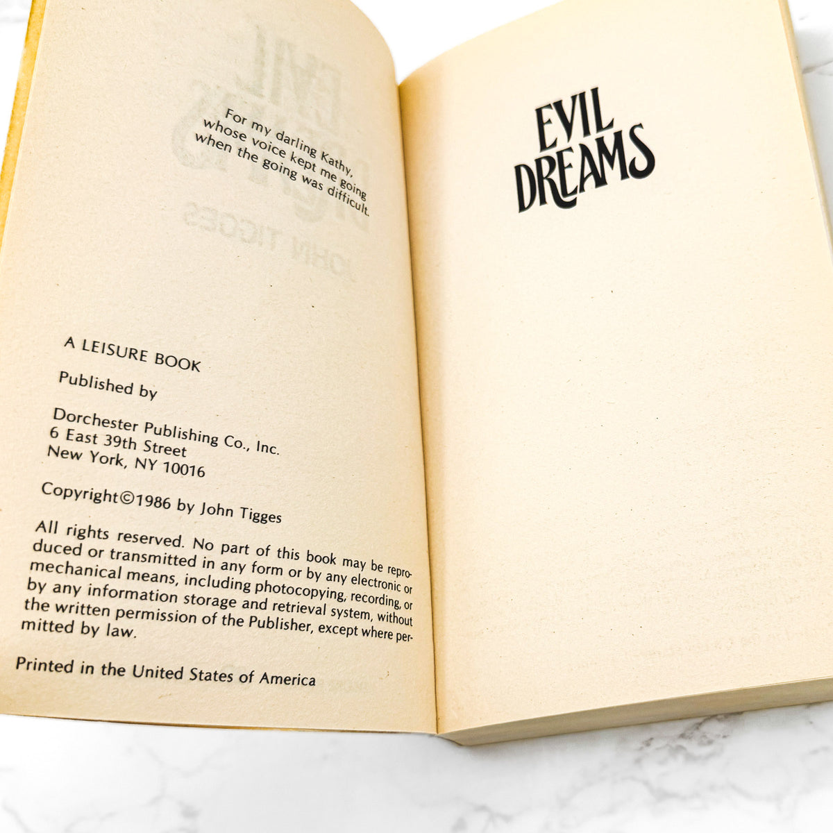 Evil Dreams by John Tigges [FIRST EDITION PAPERBACK] 1986 • Leisure Horror