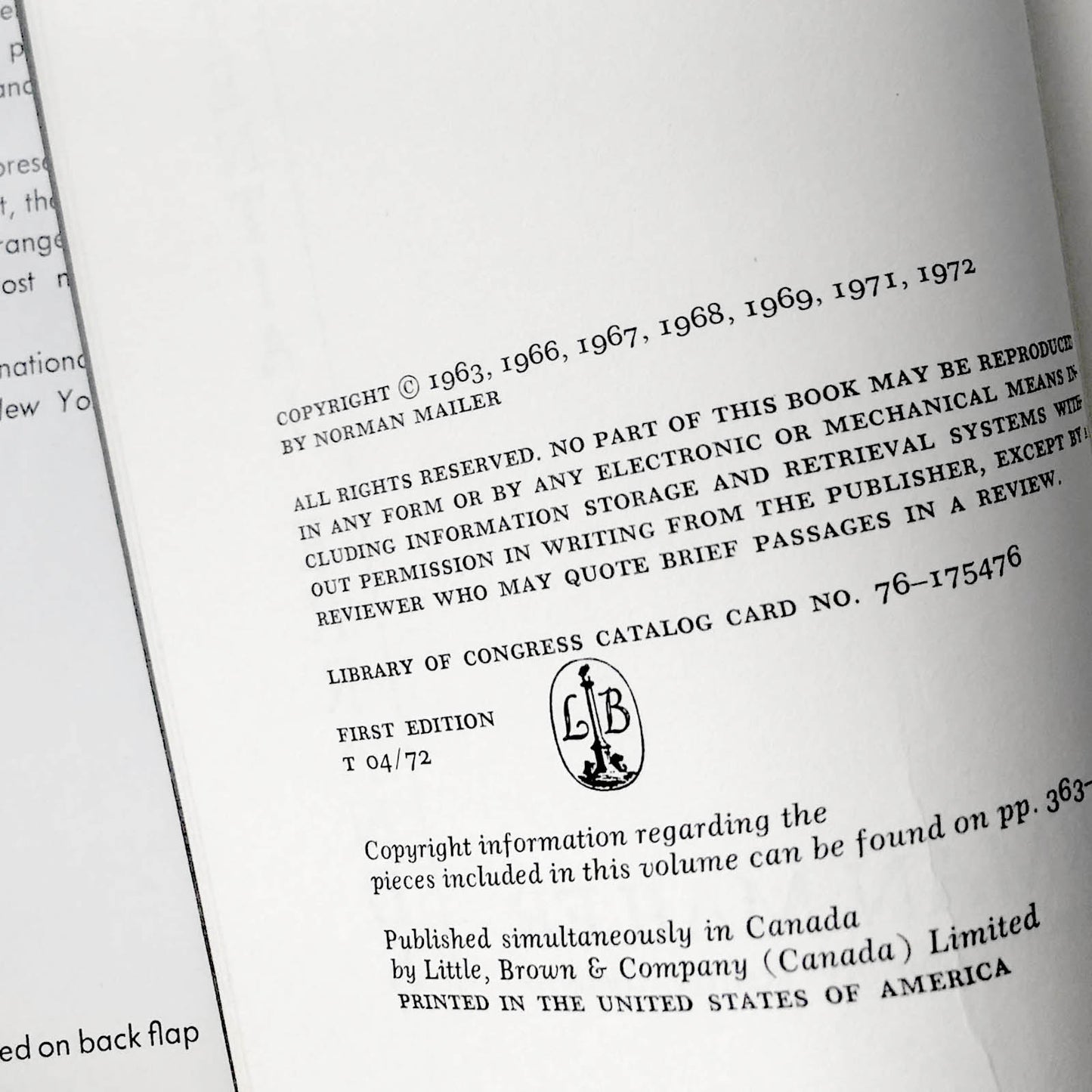 Existential Errands by Norman Mailer [FIRST EDITION • FIRST PRINTING] 1972 • Little Brown