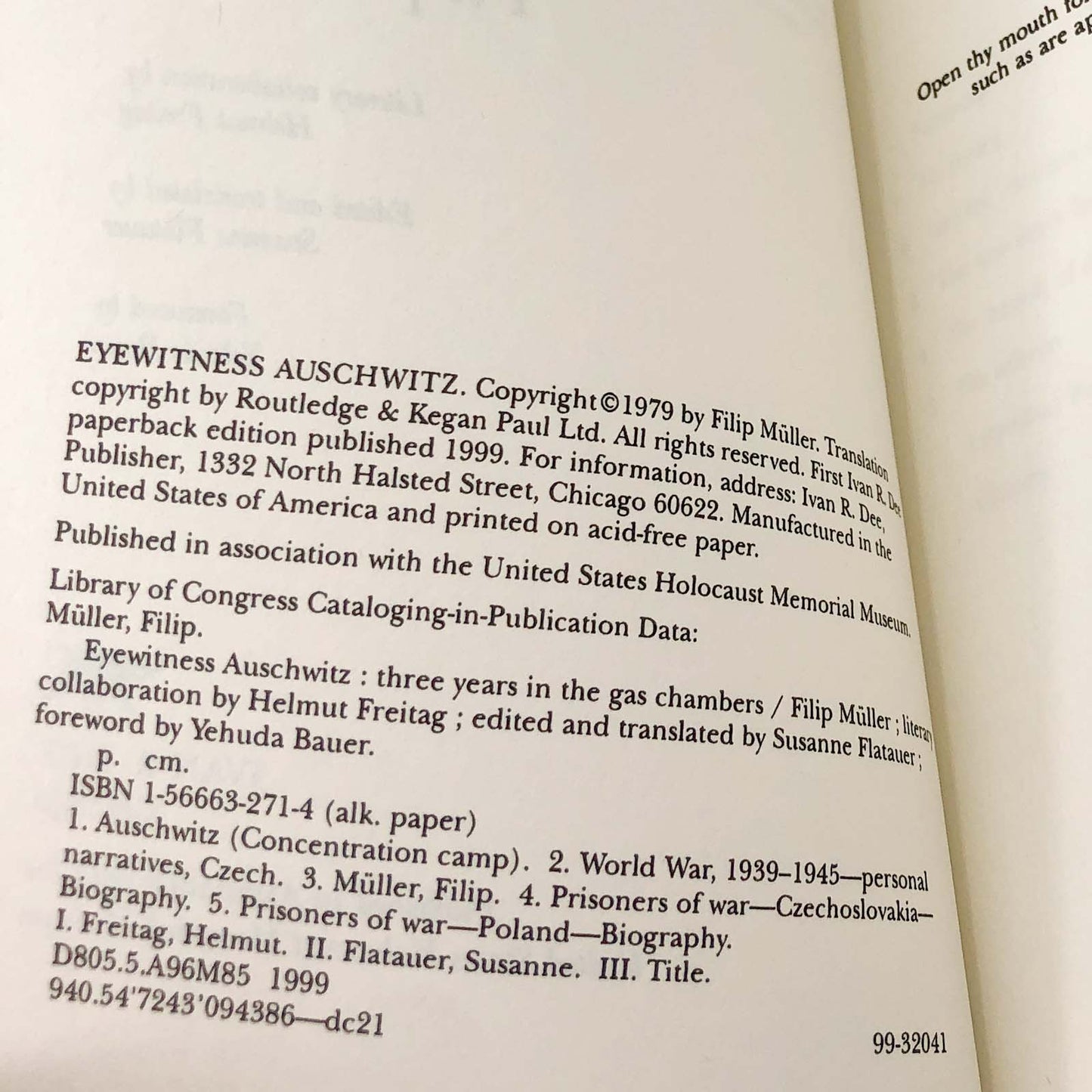 Eyewitness Auschwitz: Three Years in the Gas Chambers by Filip Müller [TRADE PAPERBACK] 1999