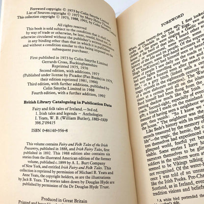 Fairy & Folk Tales of Ireland edited by W.B. Yeats [U.K. TRADE PAPERBACK] 1992 • Colin Smythe