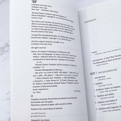 Fate, Time and Language: An Essay on Free Will by David Foster Wallace [FIRST EDITION PAPERBACK] 2010 • Columbia University