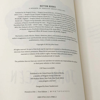 The Fault in Our Stars by John Green SIGNED! [FIRST EDITION • FIRST PRINTING] 2012 • Dutton