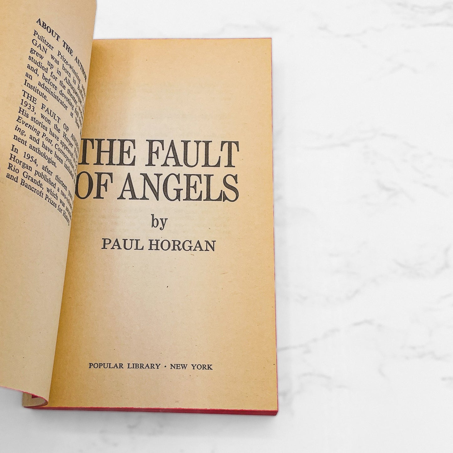 The Fault of Angels by Paul Horgan [FIRST PAPERBACK PRINTING] 1961 • Popular Library