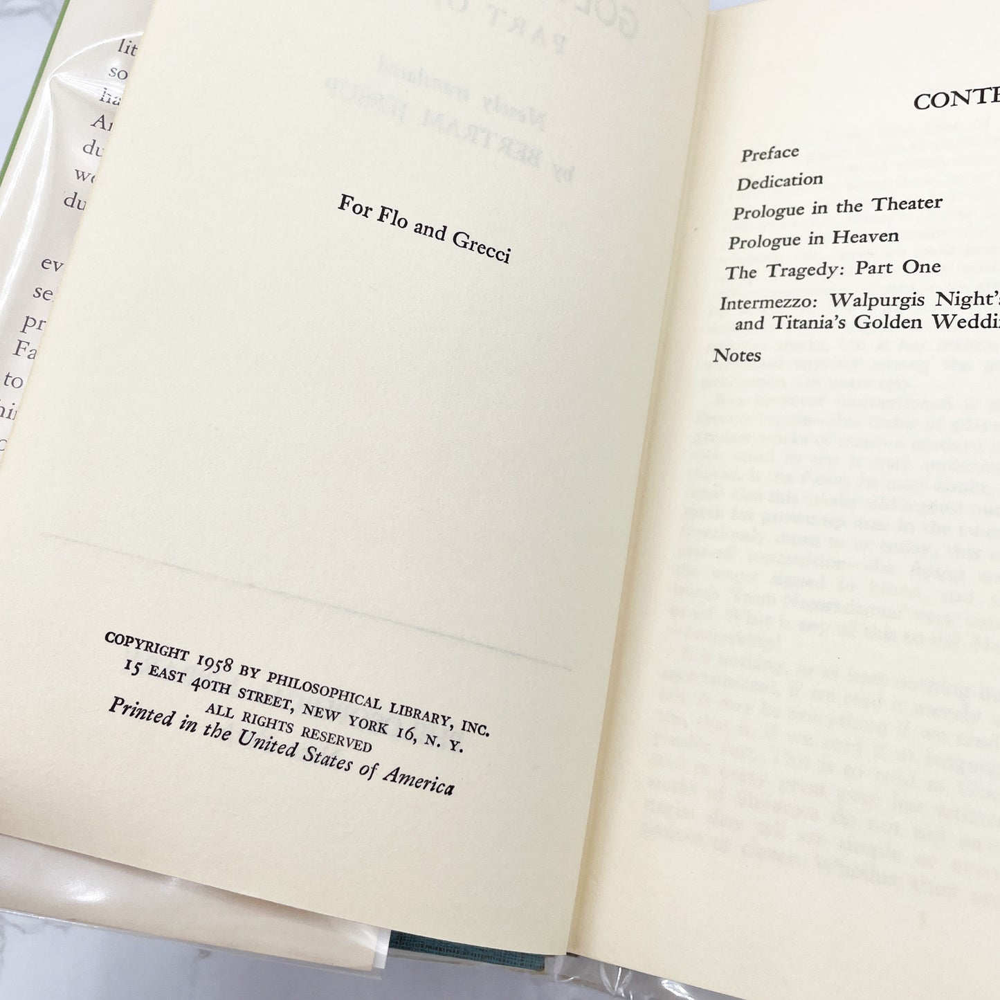 Goethe's Faust (Part One) translated by Bertram Jessup [HARDCOVER RE-ISSUE] 1958 • The Philosophical Library