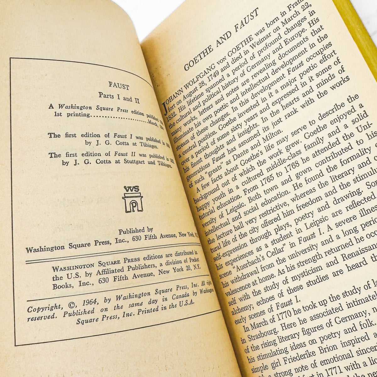 Faust: Parts I and II by Johann Wolfgang von Goethe [1964 PAPERBCK] • Washington Square