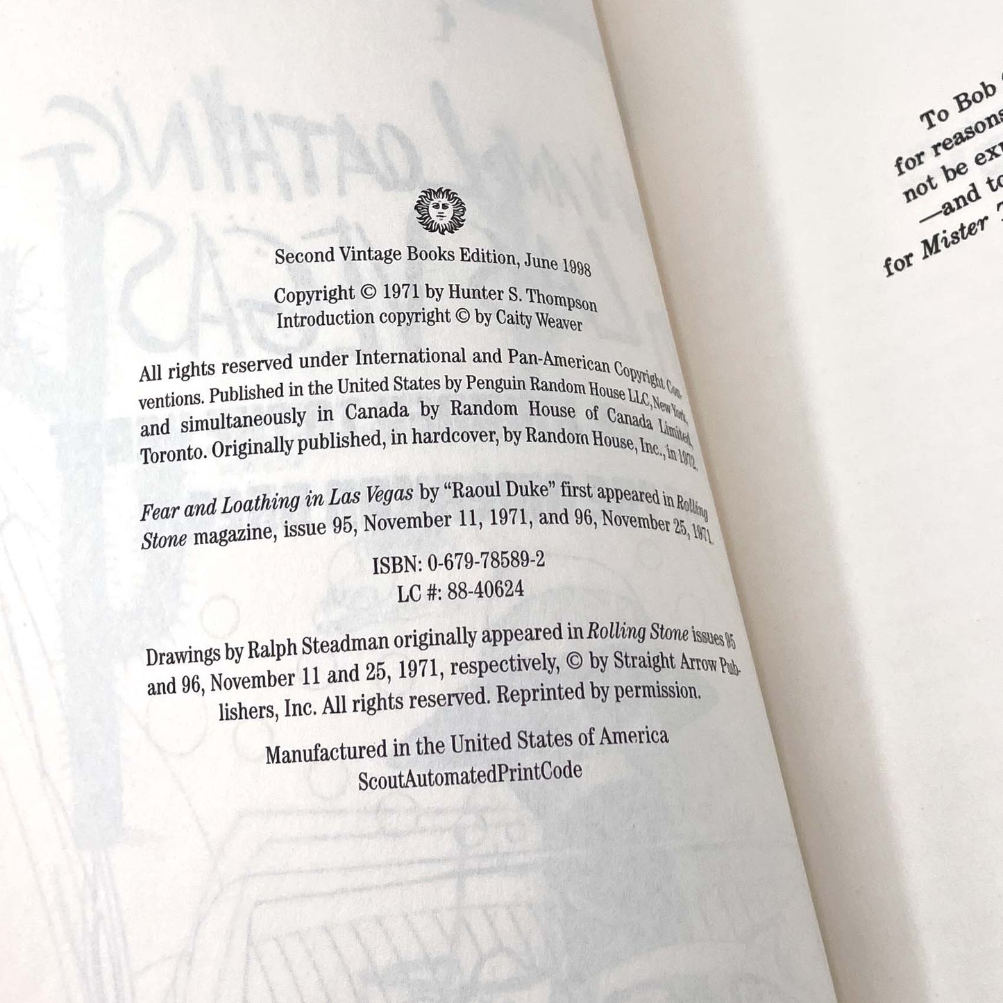 Fear and Loathing in Las Vegas by Hunter S. Thompson [50th ANNIVERSARY PAPERBACK] 2021 • Vintage Books