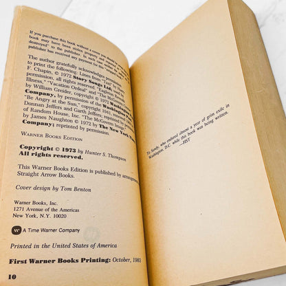 Fear and Loathing on the Campaign Trail '72 by Hunter S. Thompson [1983 PAPERBACK] *Condition