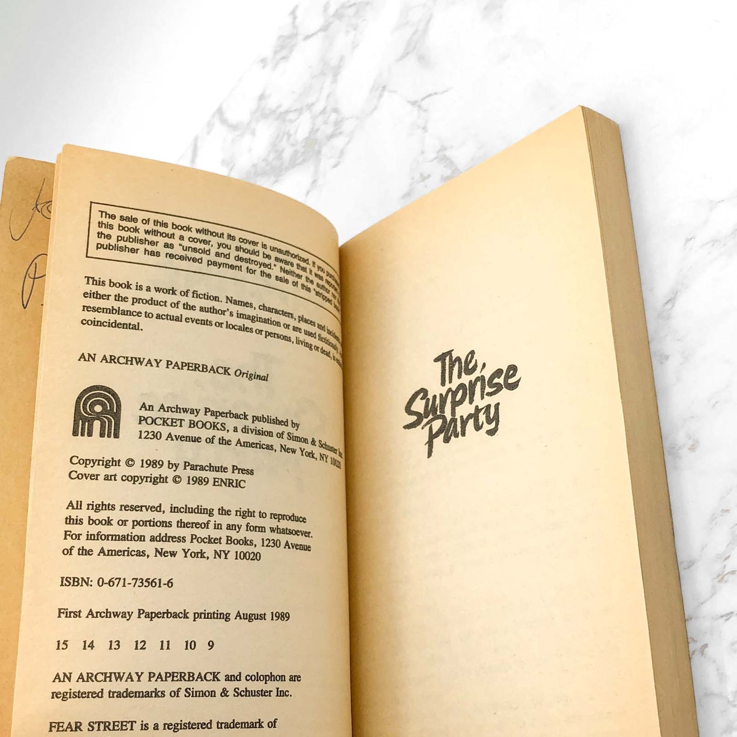 Fear Street #2: The Surprise Party by R.L. Stine [FIRST EDITION PAPERBACK] 1989