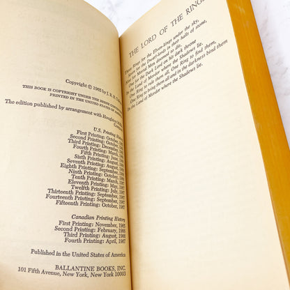 The Fellowship of the Ring by J.R.R. Tolkien [FIRST PAPERBACK EDITION] 1967 • 15th Printing • Ballantine Books
