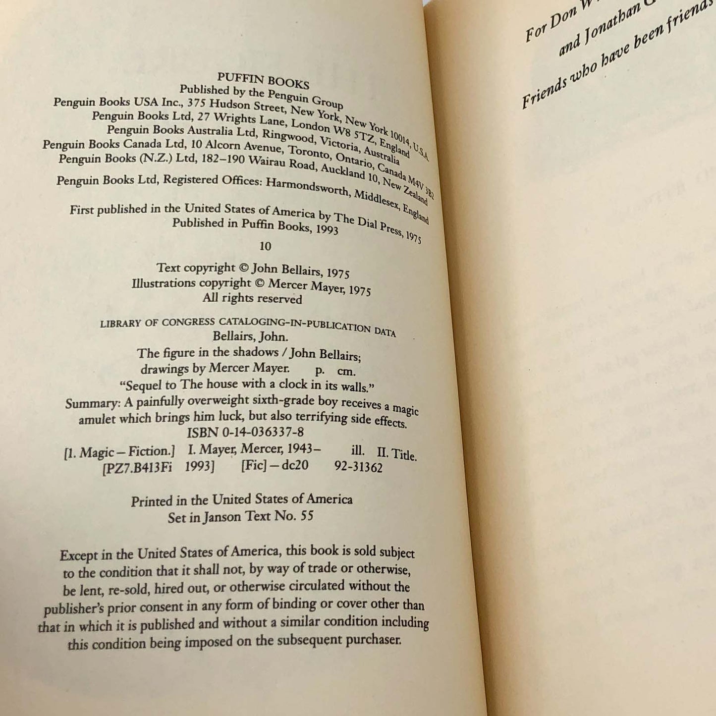 The Figure in the Shadows by John Bellairs [TRADE PAPERBACK] 1993 • Puffin