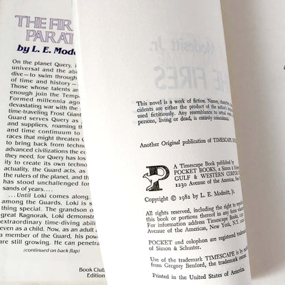 The Fires of Paratime by L.E. Modesitt Jr. [FIRST BOOK CLUB EDITION] 1982 • Timescape