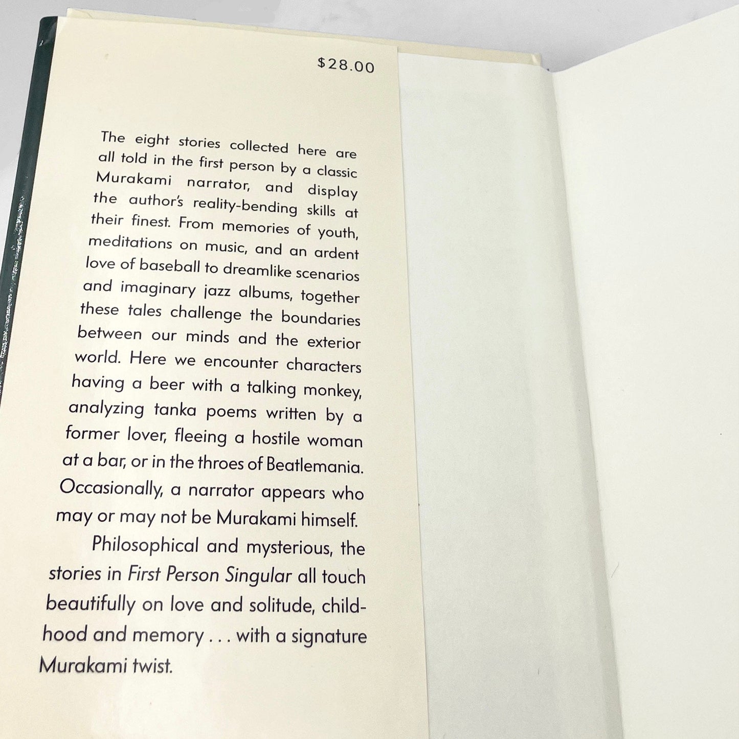 First Person Singular: Stories by Haruki Murakami [U.S. FIRST EDITION • FIRST PRINTING] 2021 • Knopf