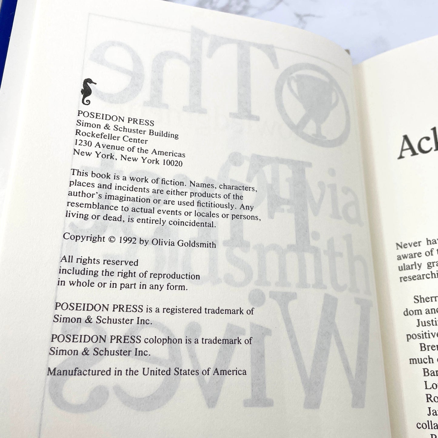 The First Wives Club by Olivia Goldsmith [1992 HARDCOVER] BCE • Poseidon Press