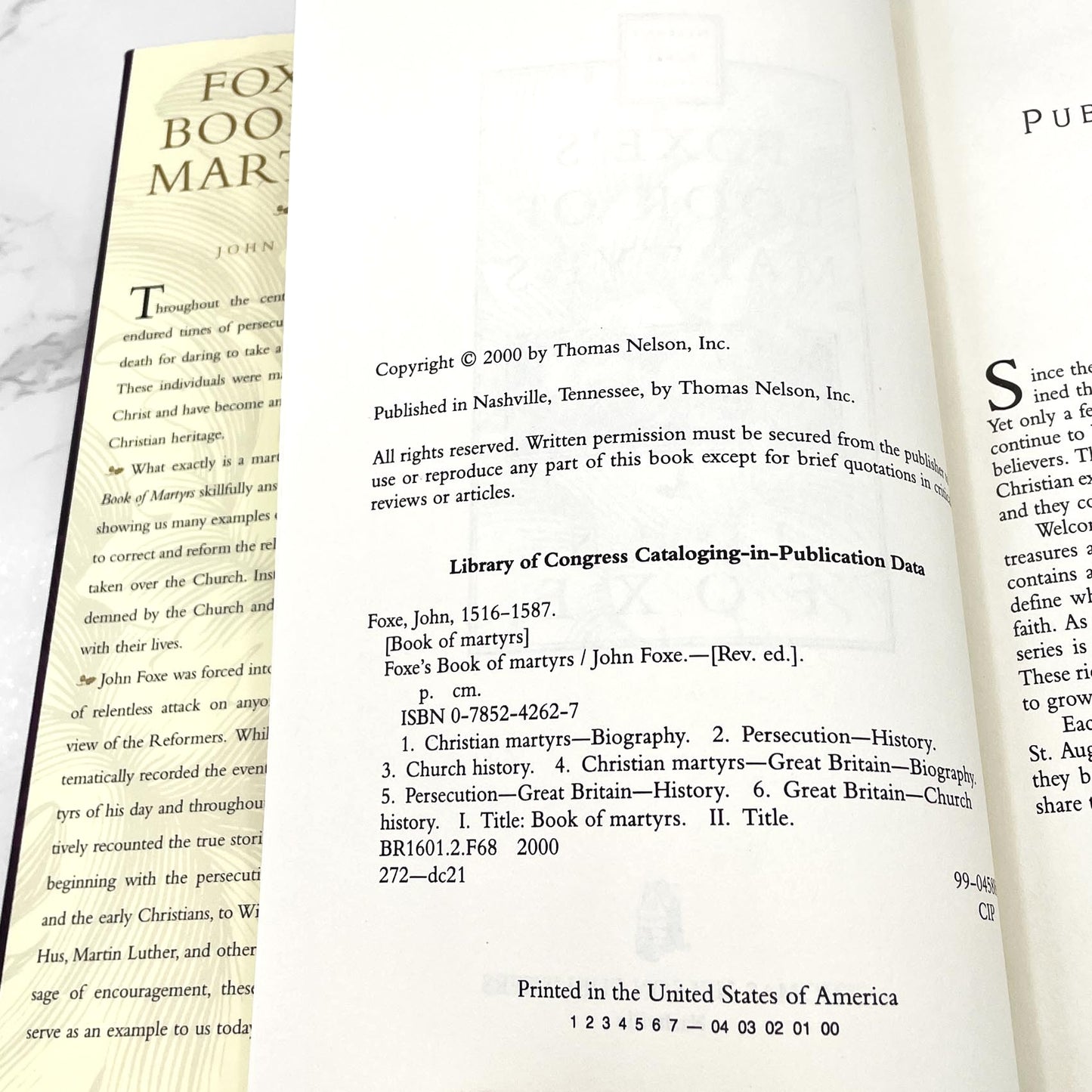 Foxe's Book of Martyrs by John Foxe [HARDCOVER RE-ISSUE] 2000 • Thomas Nelson