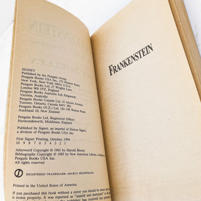 Frankenstein by Mary Shelley [MOVIE TIE-IN PAPERBACK] 1994 • Signet