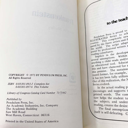 Frankenstein by Mary Shelley & Otto Binder [ILLUSTRATED TRADE PAPERBACK] 1973 Graphic Novel • Now Age