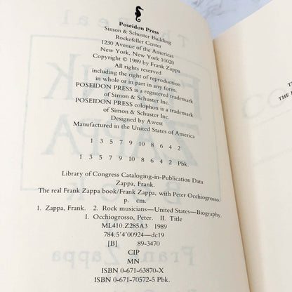 The Real Frank Zappa Book by Frank Zappa [FIRST EDITION PAPERBACK] 1989 • Poseidon Press