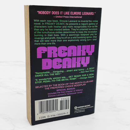 Freaky Deaky by Elmore Leonard [FIRST PAPERBACK PRINTING] 1989 • Warner Books