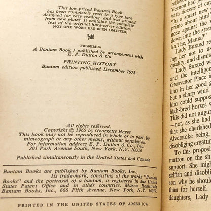 Frederica by Georgette Heyer [1973 PAPERBACK] • Bantam Books