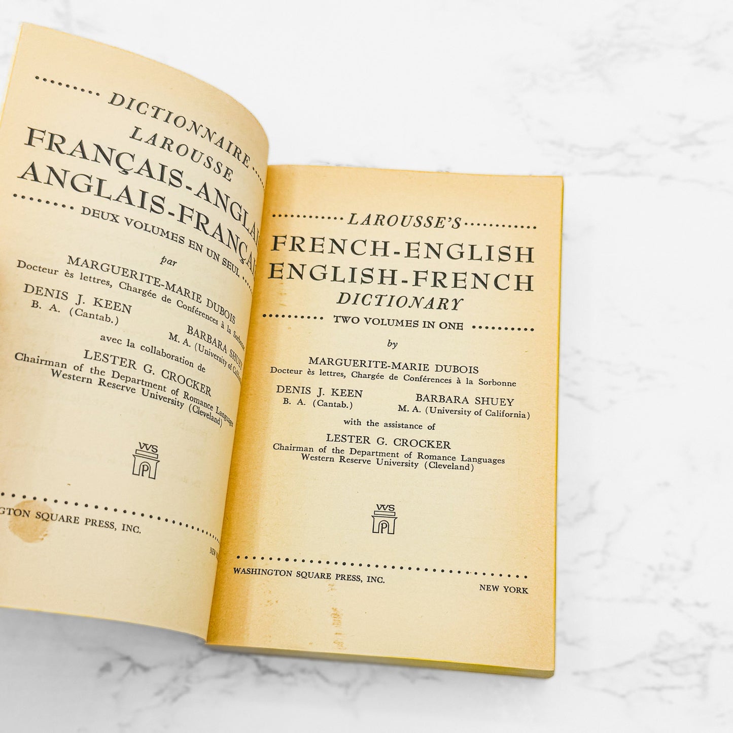 Larousse's French-English / English-French Dictionary [1962 PAPERBACK] • Washington Square Press