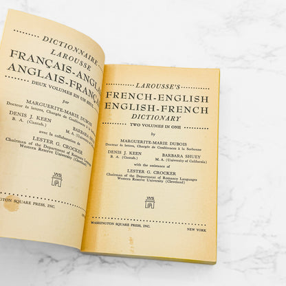 Larousse's French-English / English-French Dictionary [1962 PAPERBACK] • Washington Square Press